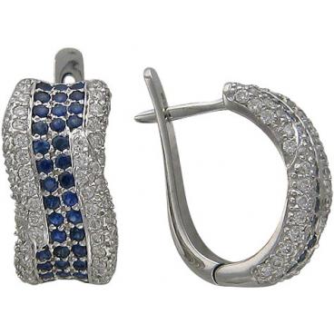 Серьги из белого золота Эстет 65S620211 с бриллиантами, сапфирами 1 Серьги из белого золота Эстет 65S620211 с бриллиантами, сапфирами 1