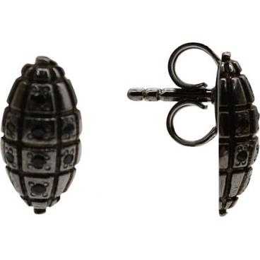 Серебряные серьги-пусеты (гвоздики) aka.Hooliganka 7007.3_aka с черными фианитами 1 Серебряные серьги-пусеты (гвоздики) aka.Hooliganka 7007.3_aka с черными фианитами 1