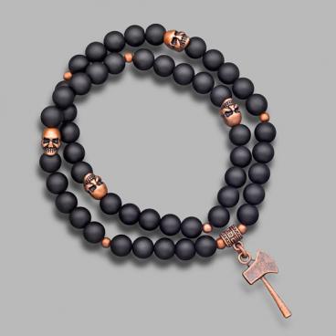 Мужское колье бусы с подвесками Rico La Cara 7128-rlc с шунгитом 1