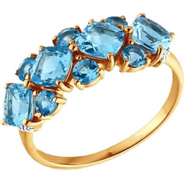 Золотое кольцо SOKOLOV 713521_s с топазами, фианитами 1 Золотое кольцо SOKOLOV 713521_s с топазами, фианитами 1