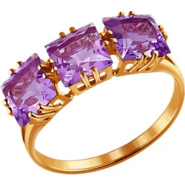 Золотое кольцо SOKOLOV 713963_s с аметистами 1 Золотое кольцо SOKOLOV 713963_s с аметистами 1