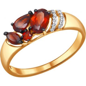 Золотое кольцо SOKOLOV 714047_s с гранатами, фианитами 1 Золотое кольцо SOKOLOV 714047_s с гранатами, фианитами 1