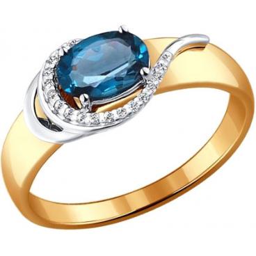 Золотое кольцо SOKOLOV 714072_s с топазом, фианитами 1