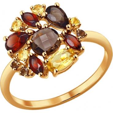 Золотое кольцо SOKOLOV 714195_s с гранатами, раухтопазами, цитринами 1 Золотое кольцо SOKOLOV 714195_s с гранатами, раухтопазами, цитринами 1