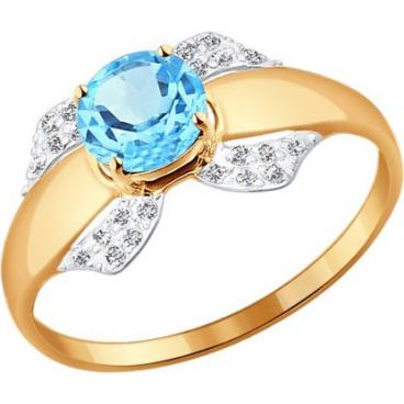 Золотое кольцо SOKOLOV 714237_s с топазом, фианитами 1 Золотое кольцо SOKOLOV 714237_s с топазом, фианитами 1
