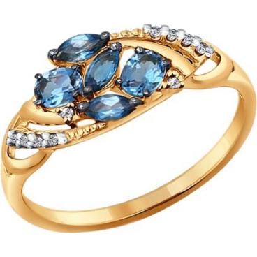 Золотое кольцо SOKOLOV 714241_s с топазами, фианитами 1 Золотое кольцо SOKOLOV 714241_s с топазами, фианитами 1