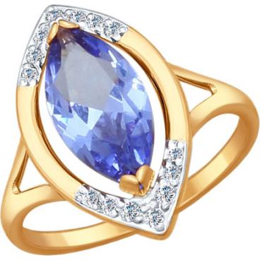 Золотой перстень SOKOLOV 714496_s с ситаллом, фианитами 1 Золотой перстень SOKOLOV 714496_s с ситаллом, фианитами 1