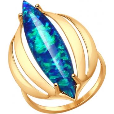 Золотое кольцо SOKOLOV 714554_s с искусственным опалом 1