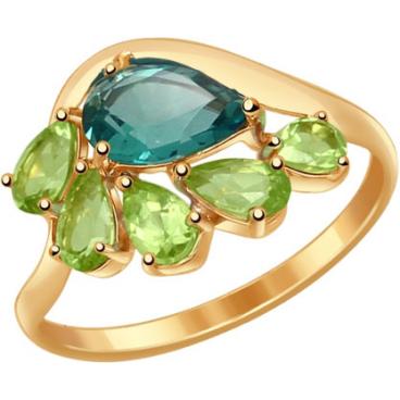 Золотое кольцо SOKOLOV 714556_s с кварцем, хризолитами 1 Золотое кольцо SOKOLOV 714556_s с кварцем, хризолитами 1