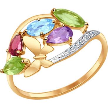 Золотое кольцо SOKOLOV 714596_s с аметистом, хризолитами, топазом, родолитом, фианитами 1 Золотое кольцо SOKOLOV 714596_s с аметистом, хризолитами, топазом, родолитом, фианитами 1