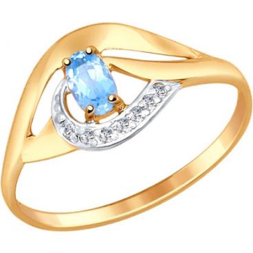 Золотое кольцо SOKOLOV 714641_s с топазом, фианитами 1 Золотое кольцо SOKOLOV 714641_s с топазом, фианитами 1