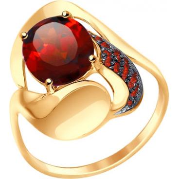 Золотое кольцо SOKOLOV 714669_s с ситаллом, фианитами 1