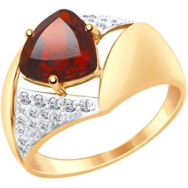 Золотое кольцо SOKOLOV 714886_s с гранатом, фианитами 1 Золотое кольцо SOKOLOV 714886_s с гранатом, фианитами 1