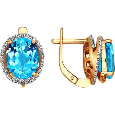 Золотые серьги SOKOLOV 723606_s с топазами, фианитами 1 Золотые серьги SOKOLOV 723606_s с топазами, фианитами 1