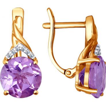 Золотые серьги SOKOLOV 724080_s с аметистами, фианитами 1