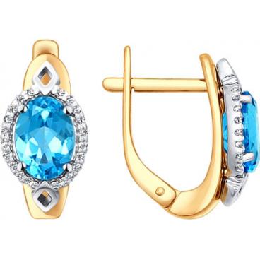 Золотые серьги SOKOLOV 724152_s с топазами, фианитами 1 Золотые серьги SOKOLOV 724152_s с топазами, фианитами 1