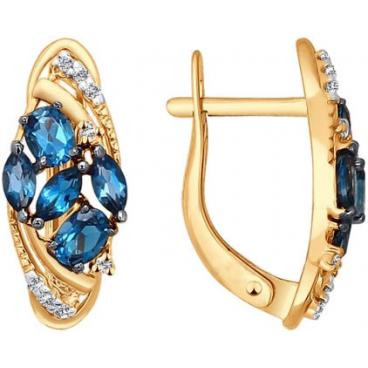 Золотые серьги SOKOLOV 724343_s с топазами, фианитами 1 Золотые серьги SOKOLOV 724343_s с топазами, фианитами 1