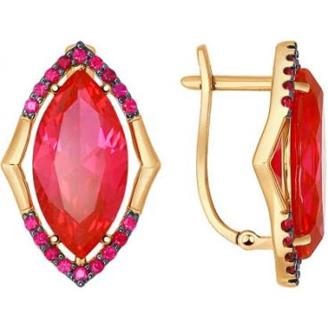 Золотые серьги SOKOLOV 724427_s с корундами, фианитами 1