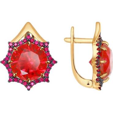 Золотые серьги SOKOLOV 724428_s с корундами, фианитами 1