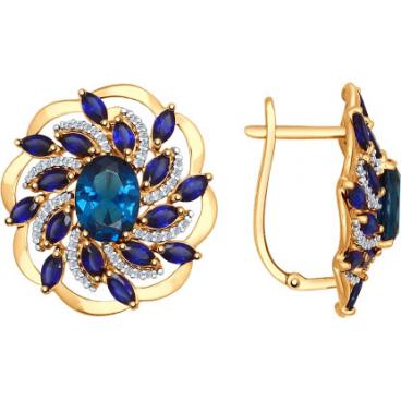 Золотые серьги SOKOLOV 724547_s с корундами, ситаллами, фианитами 1