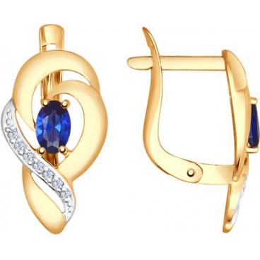 Золотые серьги SOKOLOV 724800_s с корундами, фианитами 1