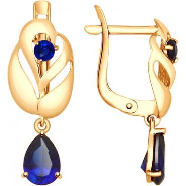 Золотые серьги СОКОЛОВ 724819_s с корундами 1