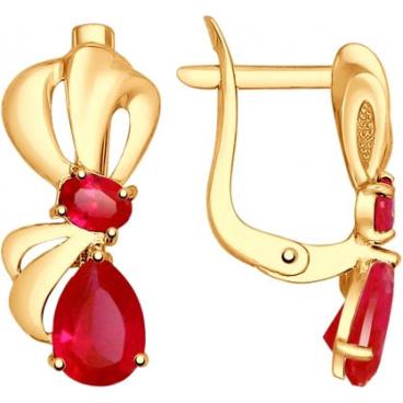 Золотые серьги SOKOLOV 724966_s с корундами 1