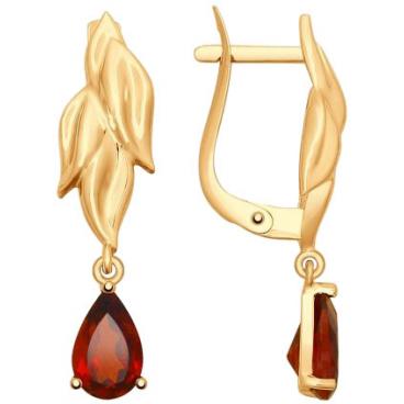 Золотые серьги SOKOLOV 725155_s с гранатами 1 Золотые серьги SOKOLOV 725155_s с гранатами 1