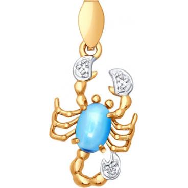 Золотой кулон SOKOLOV 731131_s c топазом, фианитом 1 Золотой кулон SOKOLOV 731131_s c топазом, фианитом 1