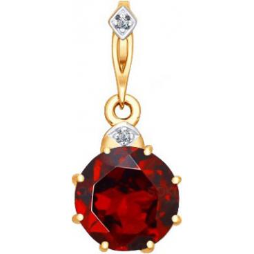 Золотой кулон подвеска SOKOLOV 731245_s c гранатом, фианитом 1 Золотой кулон подвеска SOKOLOV 731245_s c гранатом, фианитом 1
