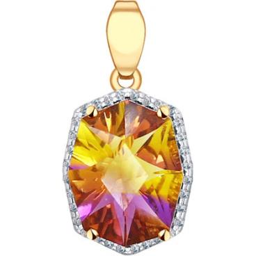 Золотой кулон SOKOLOV 731247_s c фианитом 1