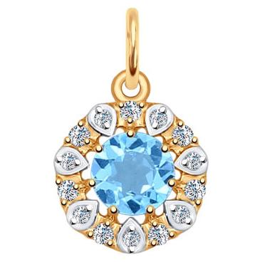 Золотой кулон SOKOLOV 731378_s c топазом, фианитом 1 Золотой кулон SOKOLOV 731378_s c топазом, фианитом 1