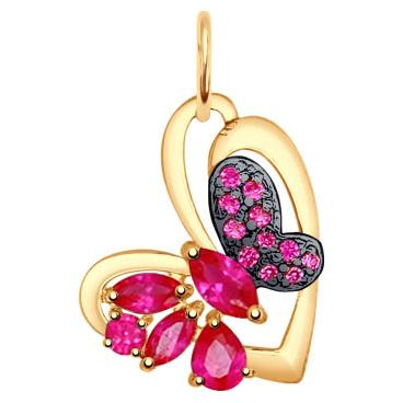 Золотой кулон SOKOLOV 731506_s c фианитом, корундами 1