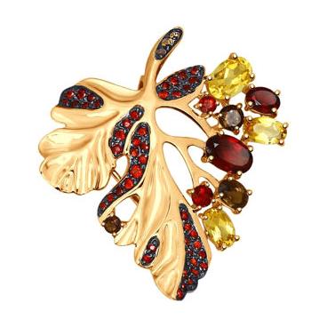 Золотой кулон SOKOLOV 731525_s с гранатами, цитринами, раухтопазами, фианитами 1