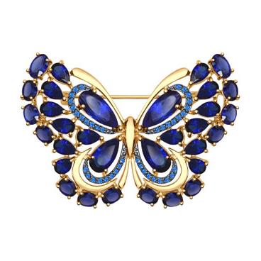 Брошь SOKOLOV 740149_s из золота с корундами, фианитами 1