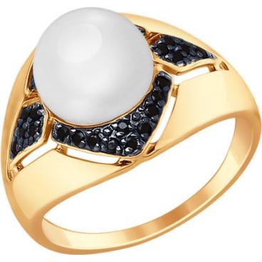 Золотое кольцо SOKOLOV 791044_s с жемчугом, фианитами 1 Золотое кольцо SOKOLOV 791044_s с жемчугом, фианитами 1