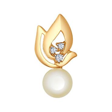 Золотой кулон SOKOLOV 793031_s c жемчугом, фианитом 1 Золотой кулон SOKOLOV 793031_s c жемчугом, фианитом 1