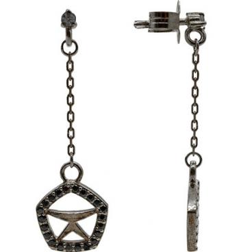 Серебряные длинные серьги aka.Hooliganka 8001.3_aka с черными фианитами 1 Серебряные длинные серьги aka.Hooliganka 8001.3_aka с черными фианитами 1