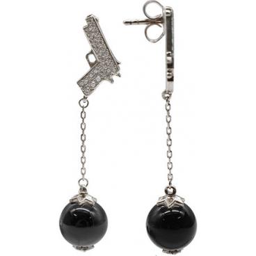 Серебряные длинные серьги aka.Hooliganka 8008.13_aka с агатами, фианитами 1