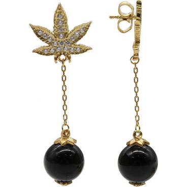 Серебряные длинные серьги aka.Hooliganka 8009.23_aka с агатами, фианитами 1