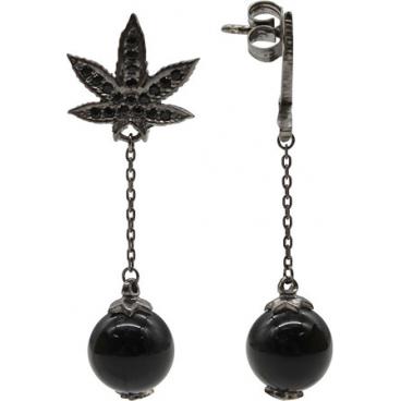 Серебряные длинные серьги aka.Hooliganka 8009.33_aka с агатами, черными фианитами 1