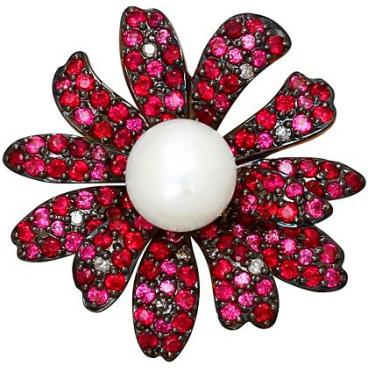 Золотой кулон SOKOLOV 8030018_s с жемчугом, бриллиантами, корундами 1