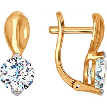 Золотые серьги SOKOLOV 81020238_s с фианитами Swarovski 1 Золотые серьги SOKOLOV 81020238_s с фианитами Swarovski 1