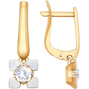 Золотые серьги SOKOLOV 81020286_s с фианитами Swarovski 1 Золотые серьги SOKOLOV 81020286_s с фианитами Swarovski 1