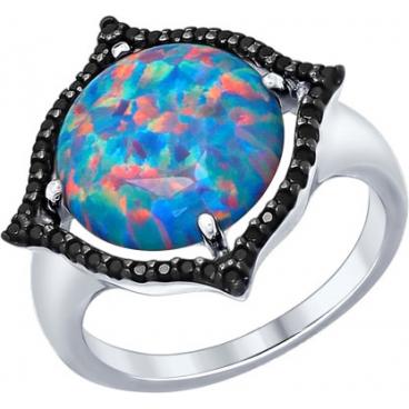 Серебряный перстень SOKOLOV 83010007_s с искусственным опалом, фианитами 1