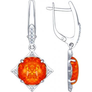 Серебряные серьги SOKOLOV 83020016_s с искусственным опалом, фианитами 1