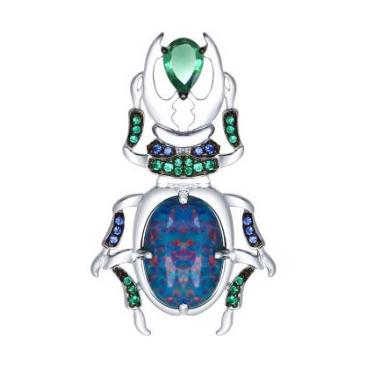 Серебряная брошь SOKOLOV 83040003_s c фианитом, опалом 1