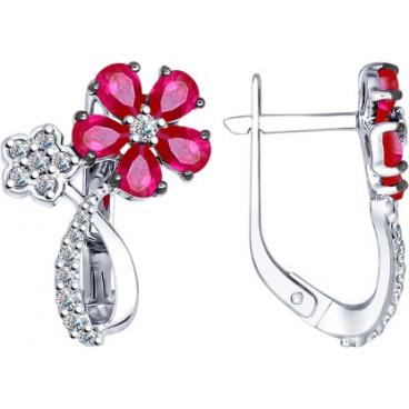 Серебряные серьги СОКОЛОВ 84020028_s с корундами, фианитами 1