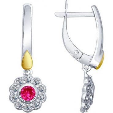 Серебряные серьги СОКОЛОВ 84020032_s с корундами, фианитами 1
