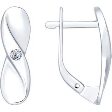Серебряные серьги SOKOLOV 87020004_s с бриллиантами 1 Серебряные серьги SOKOLOV 87020004_s с бриллиантами 1